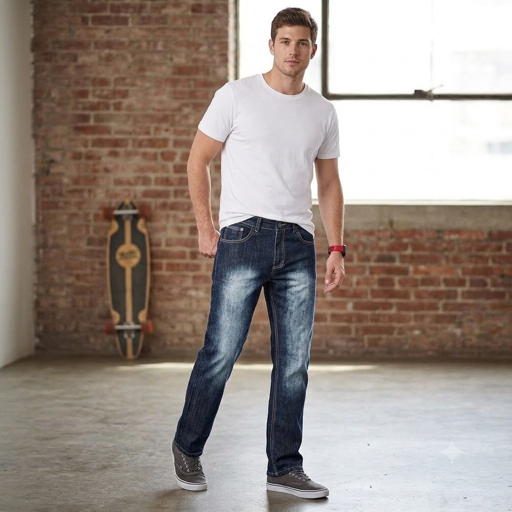 Airwalk Jeans Mens 36x32 Dark Wash Straight Leg Faded Denim Casual Pants
